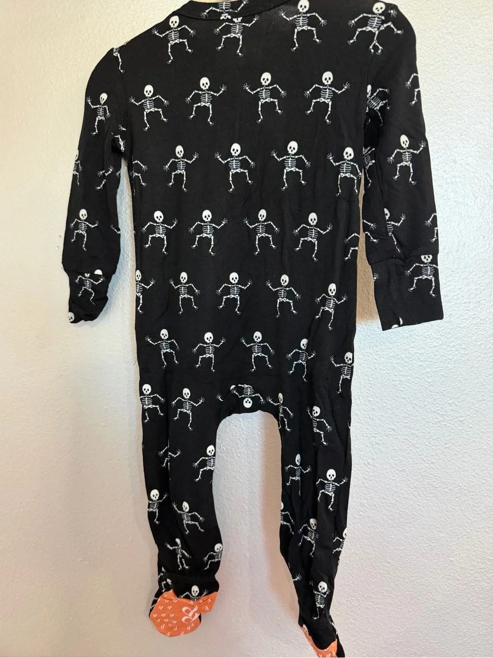 Posh Peanut Dancing Skelly Footed One-Piece for 6-9m Halloween Skeleton